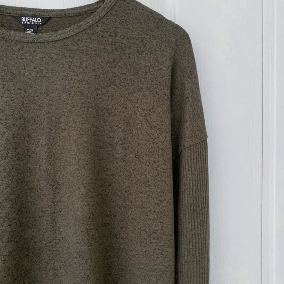 Buffalo David Bitton Womens Ribbed Sleeve Top - Greige - Picture 3 of 8